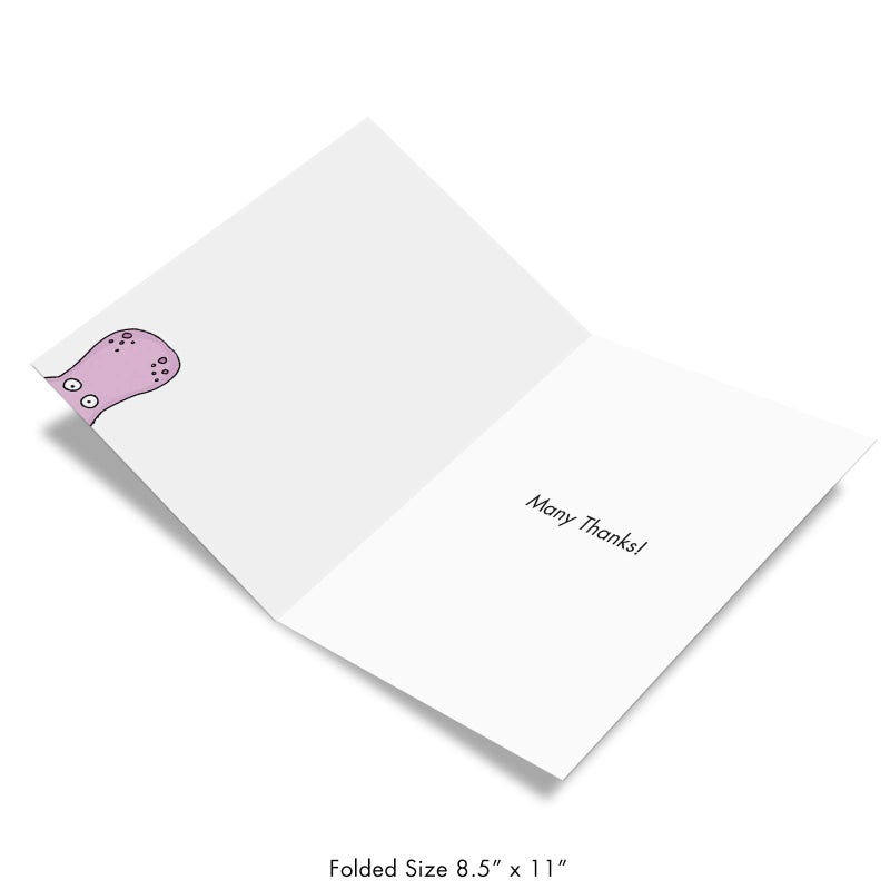 NobleWorks - Jumbo Thank You Card with Envelope (8.5 x 11 Inch), Animal Notecard, Thankful Friend - Octopus - Big Thank You J4013TYG - Image 2